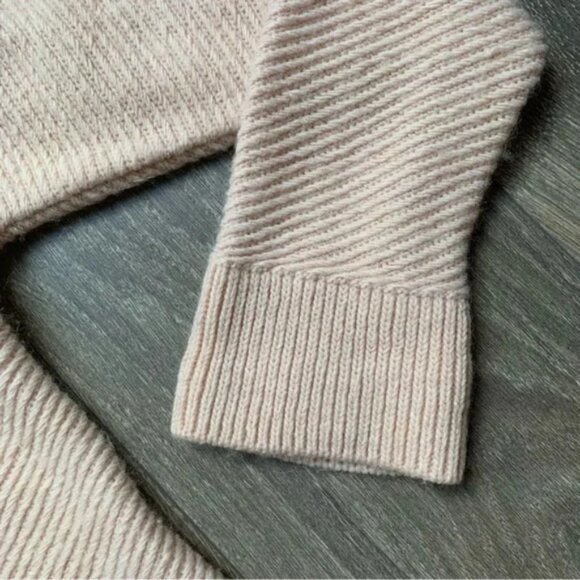 Zara Women's Sweater Chevron Knit V-neck Asymmetrical Hem Long Sleeve Pink S - Picture 12 of 16